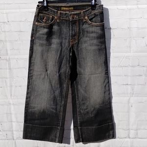 David Kahn Medium Wash Cropped Cuffed Bottom Jeans